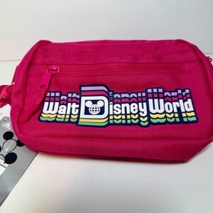 NWT. Disney Parks Walt Disney World Logo Pink belt bag, Fannie pack in Hot pink